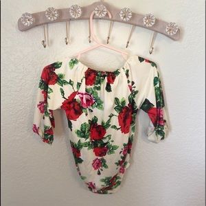 Baby girl off the shoulder rose romper